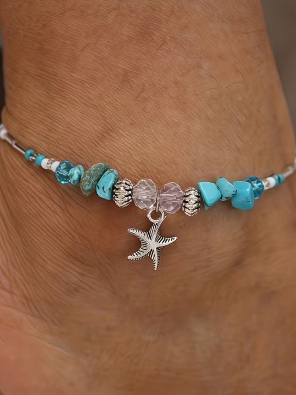 Turquoise Beaded Starfish Anklet